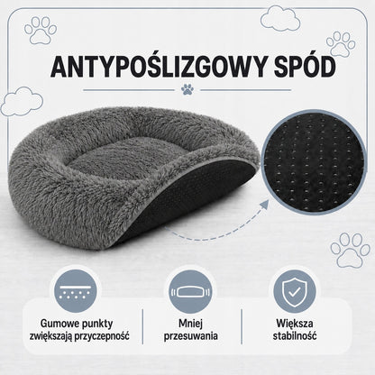Chmurka Legowisko dla psa i kota Shaggy 80 cm owalne z wysokim brzegiem – szare