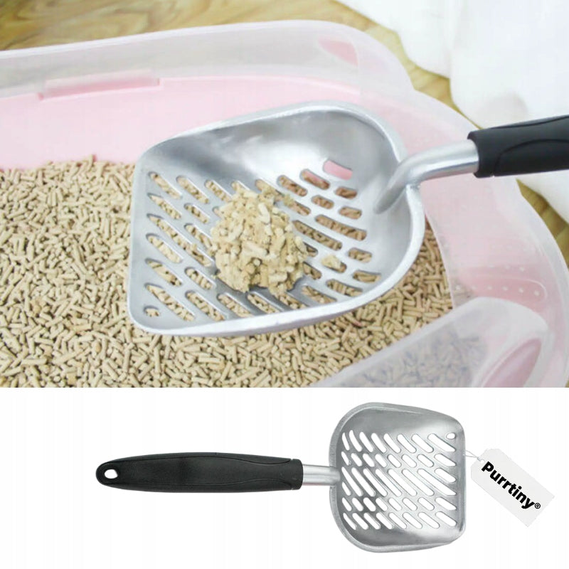 Purrtiny Uxxu metalowa łopatka do żwirku dla kota 33 cm ze stopu aluminium – srebrna