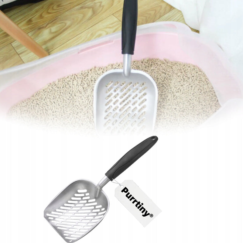 Purrtiny Uxxu metalowa łopatka do żwirku dla kota 33 cm ze stopu aluminium – srebrna