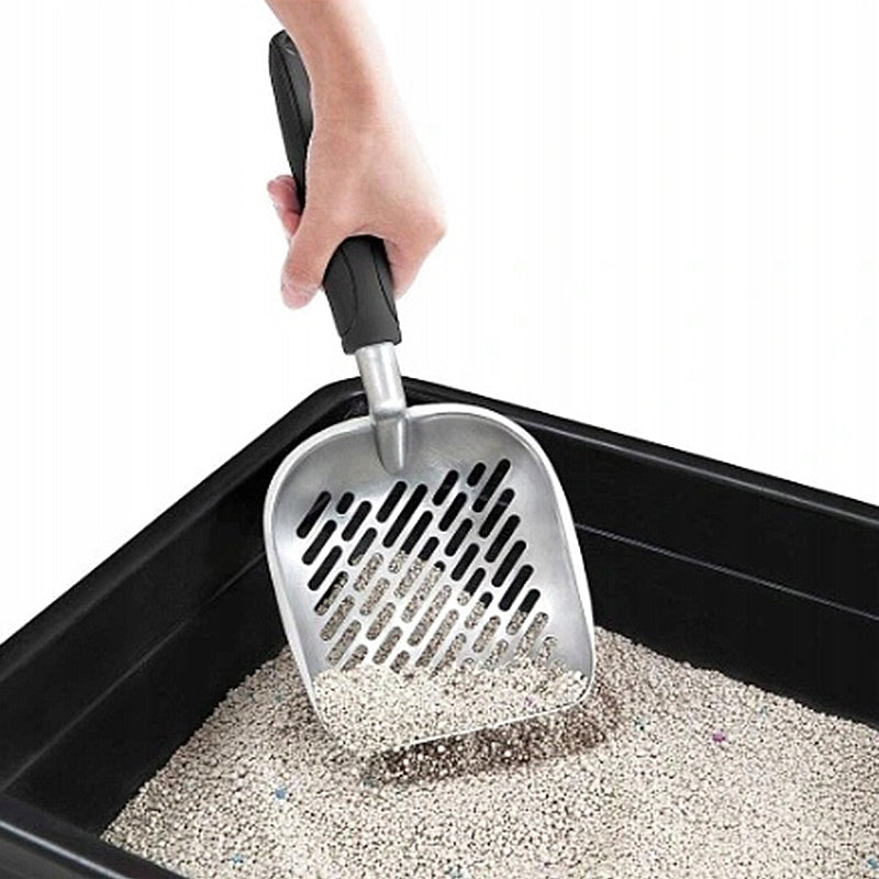 Purrtiny Uxxu metalowa łopatka do żwirku dla kota 33 cm ze stopu aluminium – srebrna