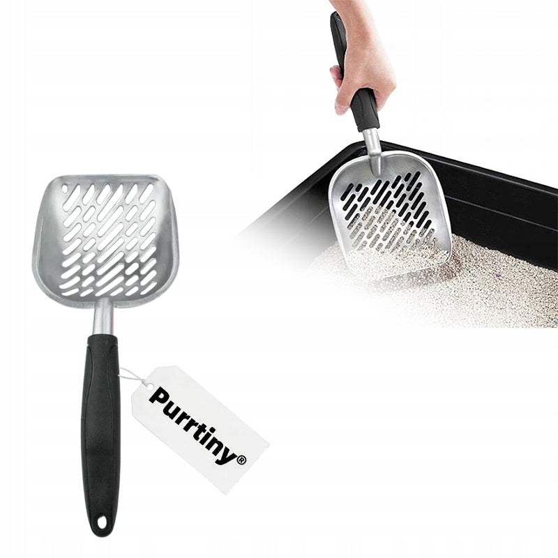 Purrtiny Uxxu metalowa łopatka do żwirku dla kota 33 cm ze stopu aluminium – srebrna