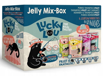 Lucky Lou Extrafood karma mokra dla kota 12x70 g w galaretce, bezzbożowa – mix smaków