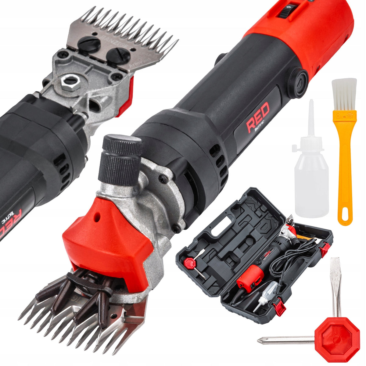 Red Technic Maszynka do strzyżenia owiec i bydła 600 W, ostrze 78 mm, przewód 5 m – z walizką