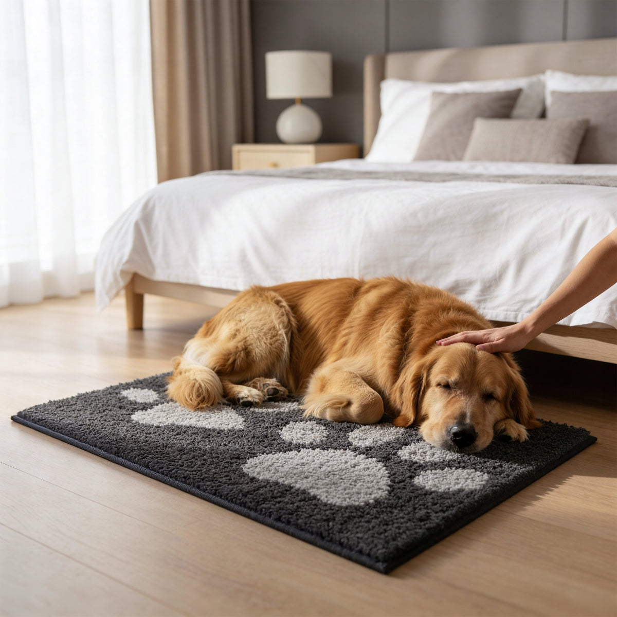 Mata dla psa i kota 60 × 90 cm chłonna, antypoślizgowa, z poliestru – szara