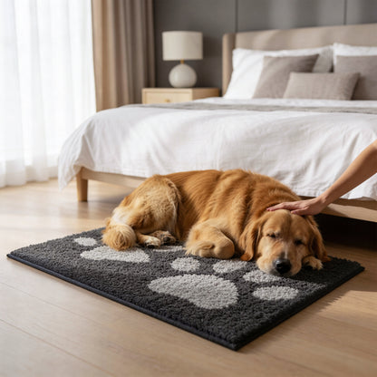 Mata dla psa i kota 60 × 90 cm chłonna, antypoślizgowa, z poliestru – szara