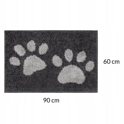 Mata dla psa i kota 60 × 90 cm chłonna, antypoślizgowa, z poliestru – szara