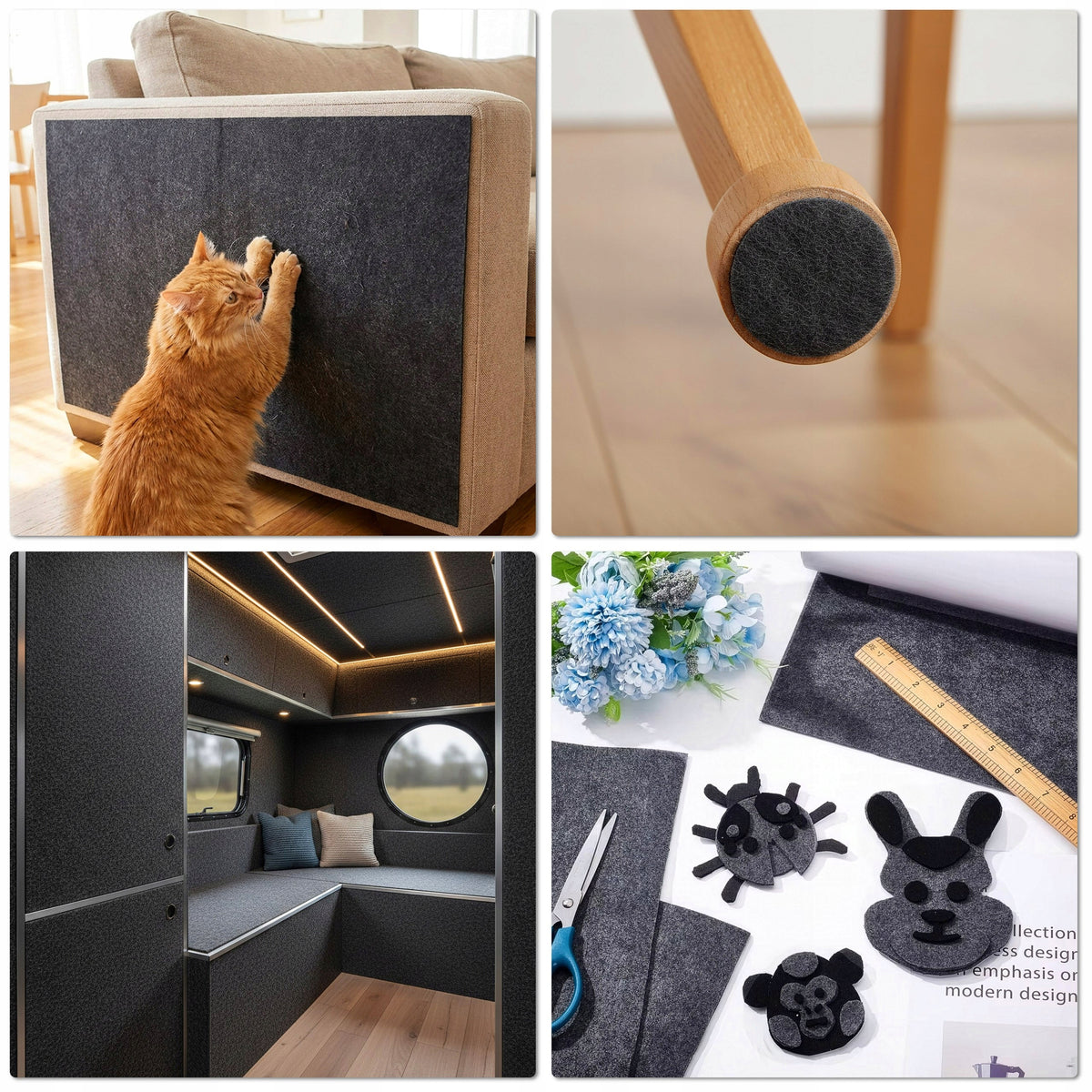 KITTY Mata do drapania dla kota 200 x 40 cm samoprzylepna, filcowa, do przycięcia – szara