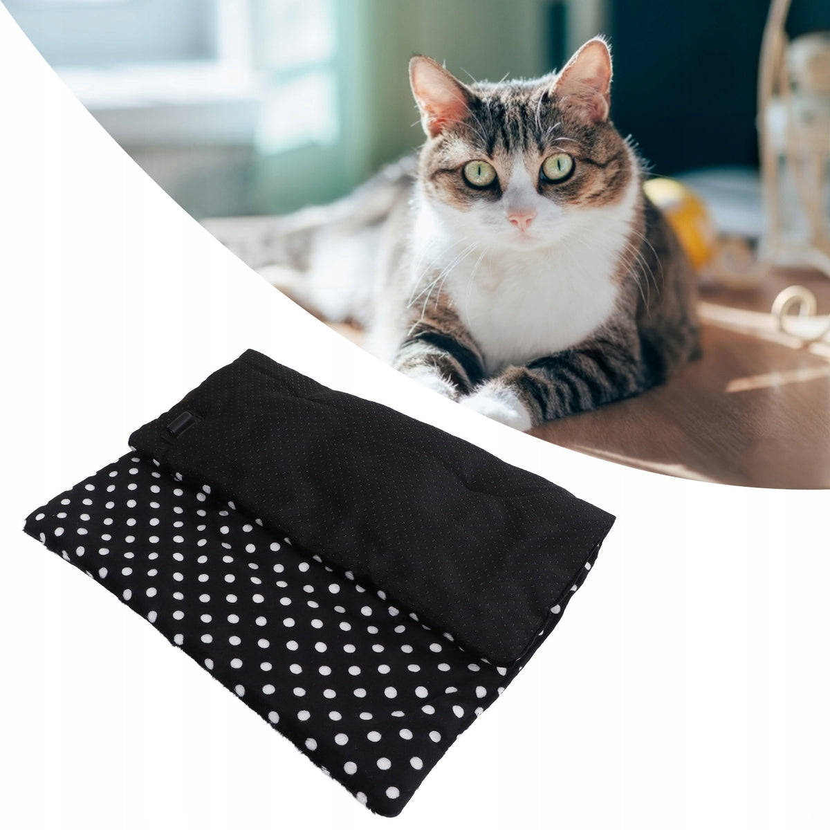 Mata grzewcza dla psa i kota USB 37 x 47 cm z 3-stopniową regulacją, bawełna – czarna