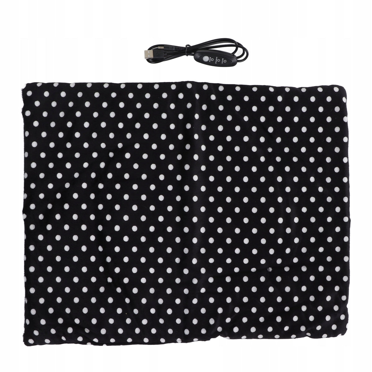 Mata grzewcza dla psa i kota USB 37 x 47 cm z 3-stopniową regulacją, bawełna – czarna