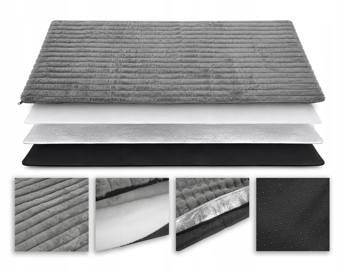 Mata termoizolacyjna dla psa i kota 100 x 70 cm z antypoślizgowym spodem – szara