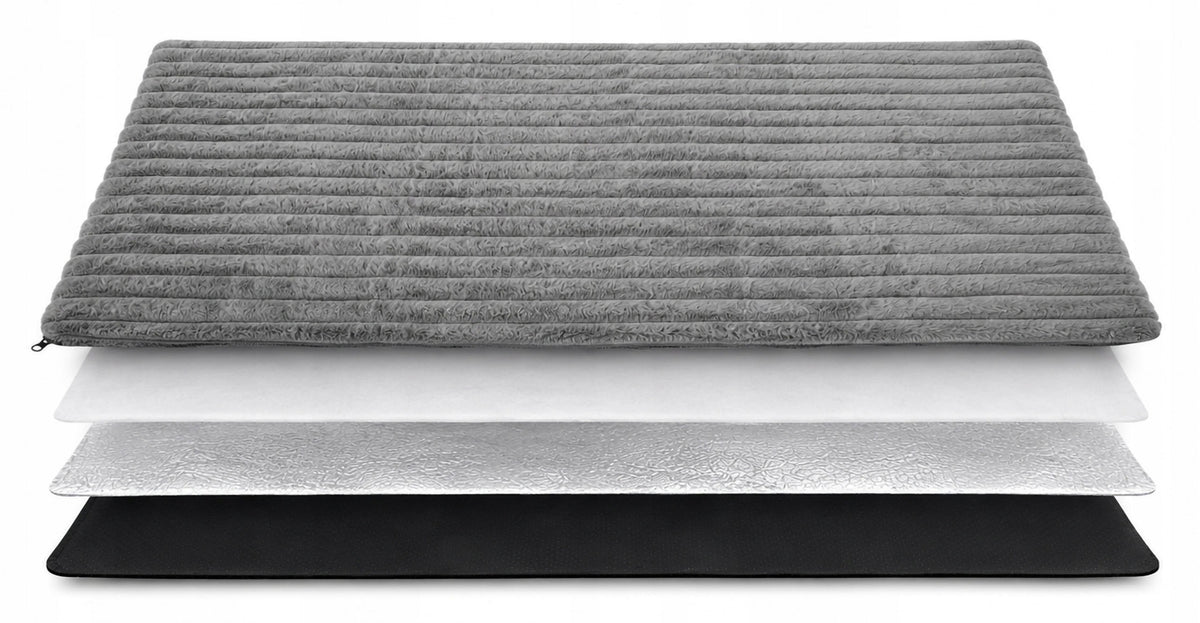 Mata termoizolacyjna dla psa i kota 100 x 70 cm z antypoślizgowym spodem – szara