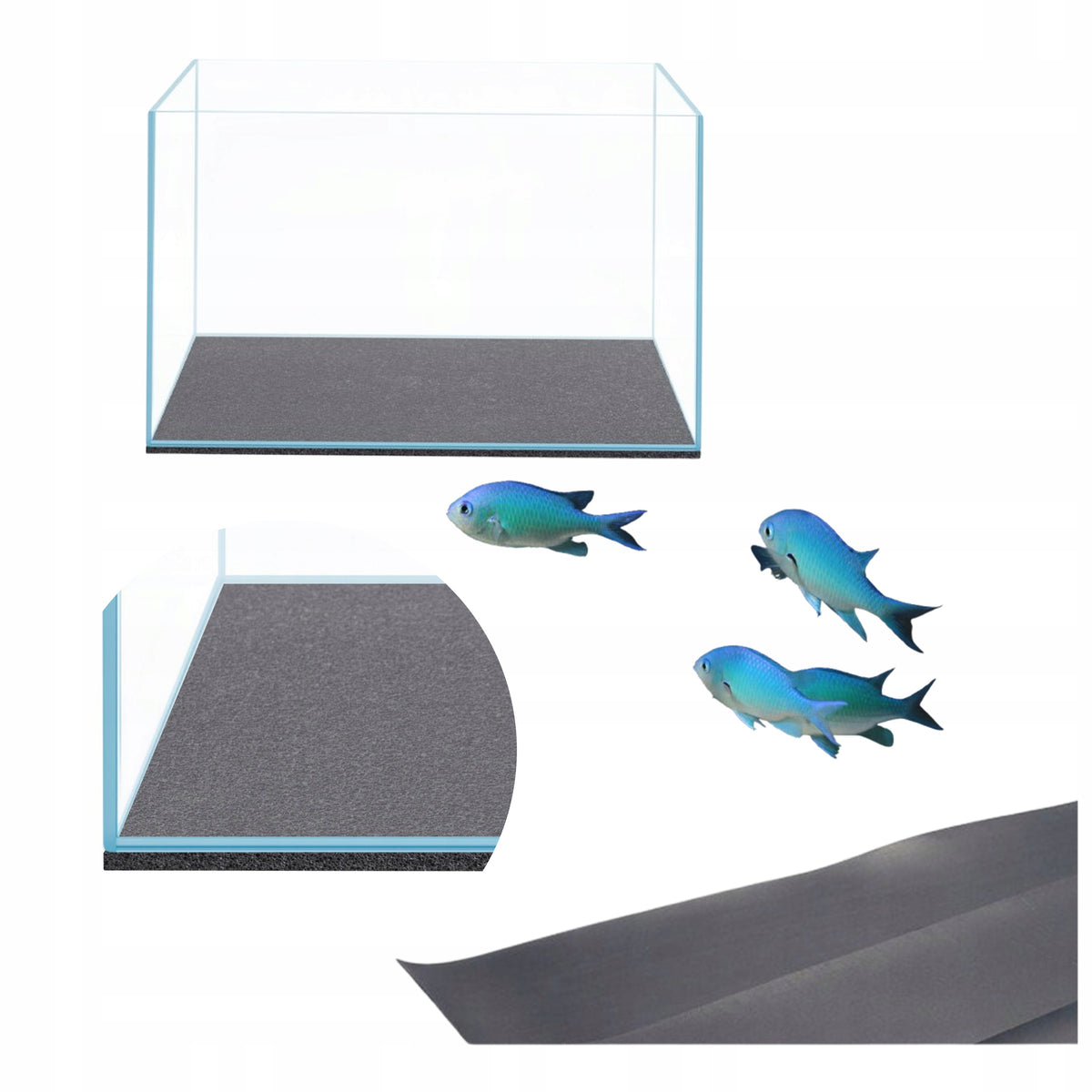 TD Stones Mata pod akwarium polietylenowa 40 x 25 cm, grubość 6 mm, ochrona dna – czarna