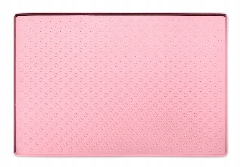 DKM Silikonowa mata pod miski dla psa i kota 48x30 cm, bezzapachowa – różowa