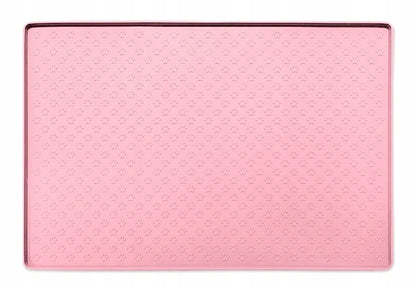 DKM Silikonowa mata pod miski dla psa i kota 48x30 cm, bezzapachowa – różowa