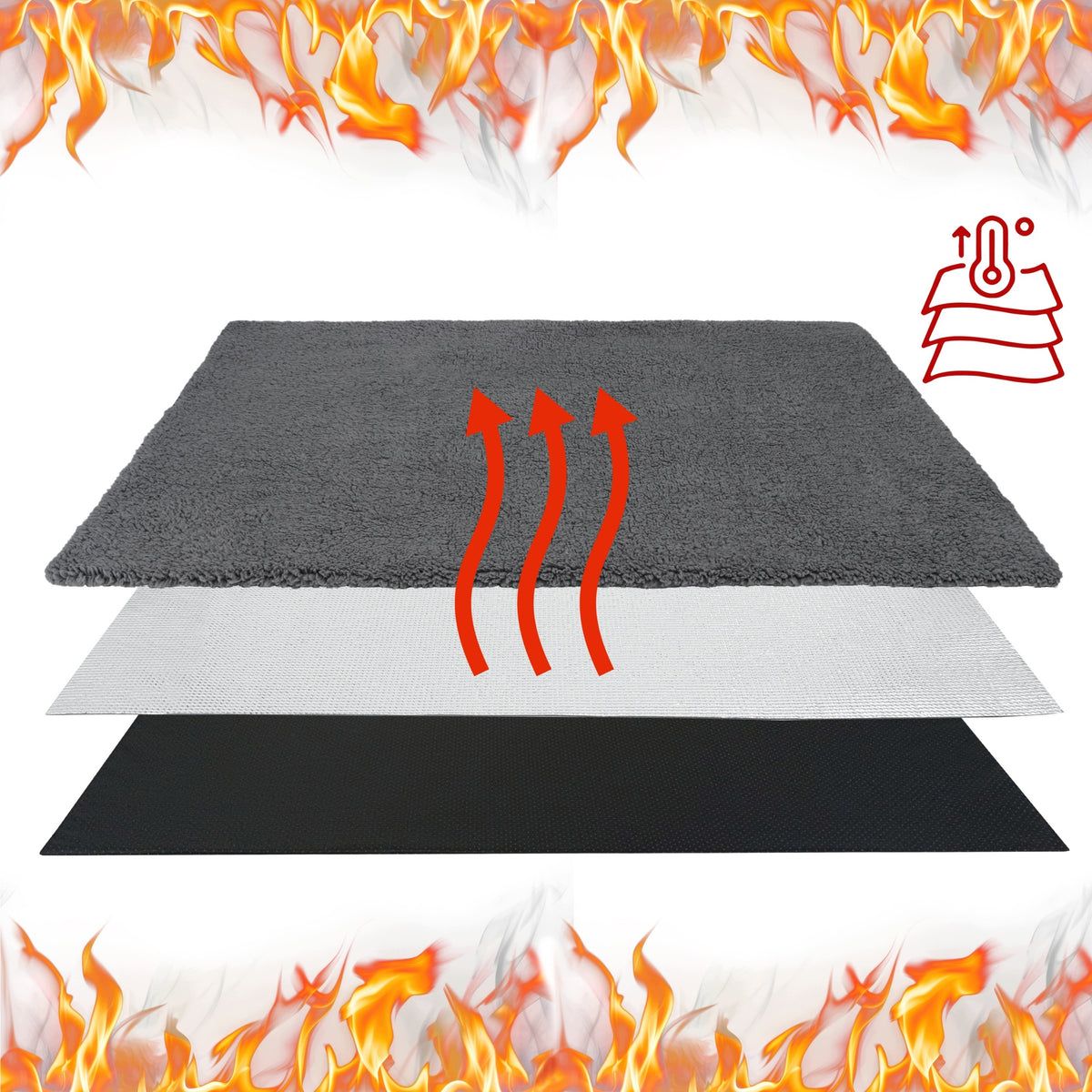 Mata termoizolacyjna dla psa 130x100 cm XXL z eko futrem, antypoślizgowa – szara