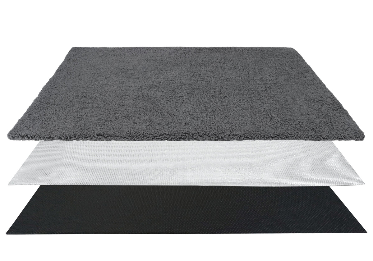 Mata termoizolacyjna dla psa 130x100 cm XXL z eko futrem, antypoślizgowa – szara