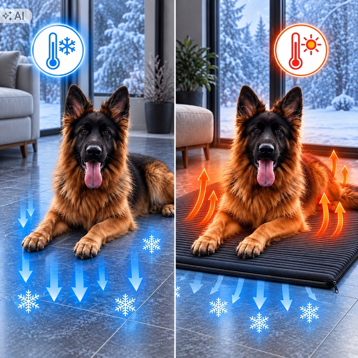 Purlov Mata termoizolacyjna dla psa i kota 100 × 70 cm, bez prądu, antypoślizgowa – czarna