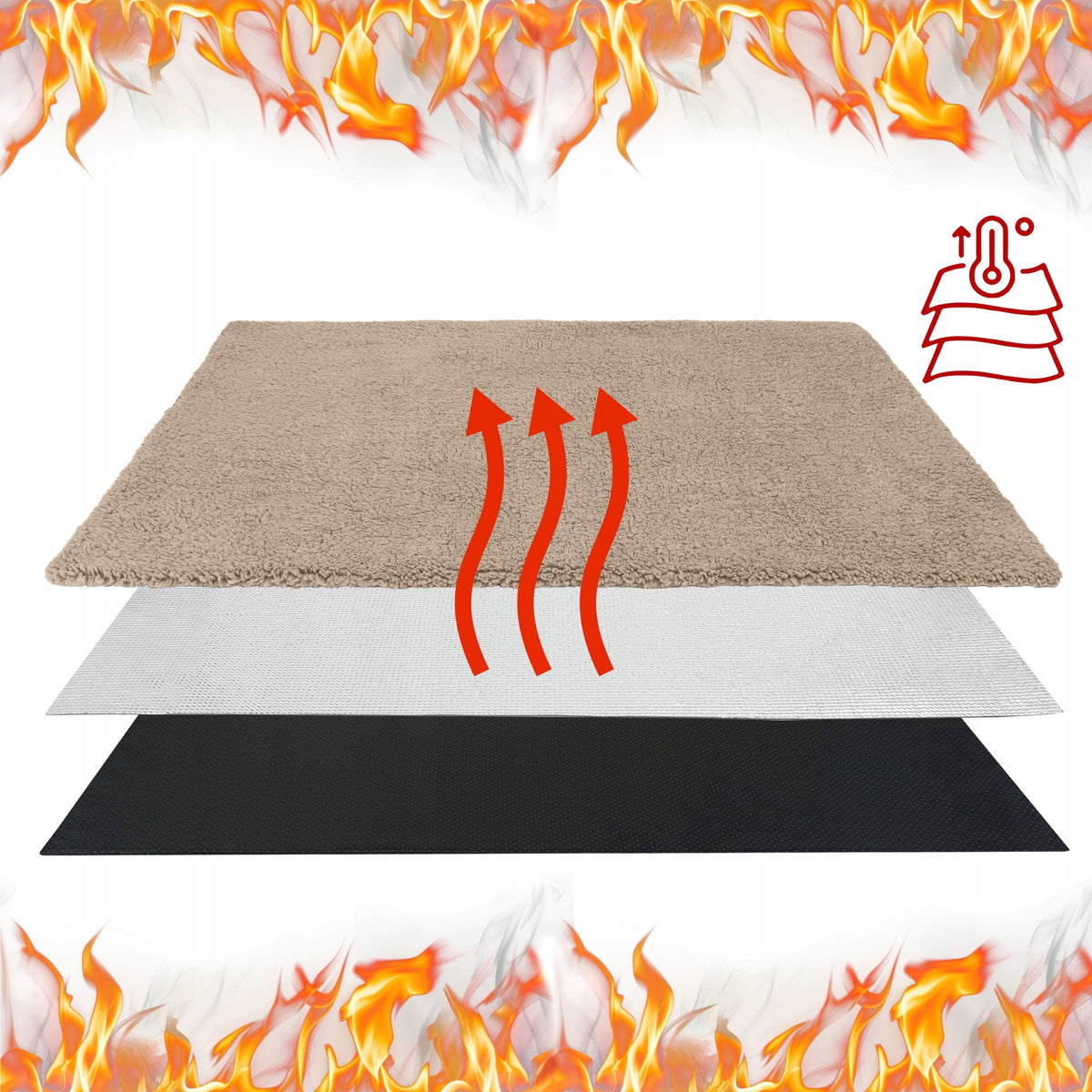Dogguru Mata termoizolacyjna dla psa 100x70 cm, antypoślizgowa, z pokrowcem – beżowa
