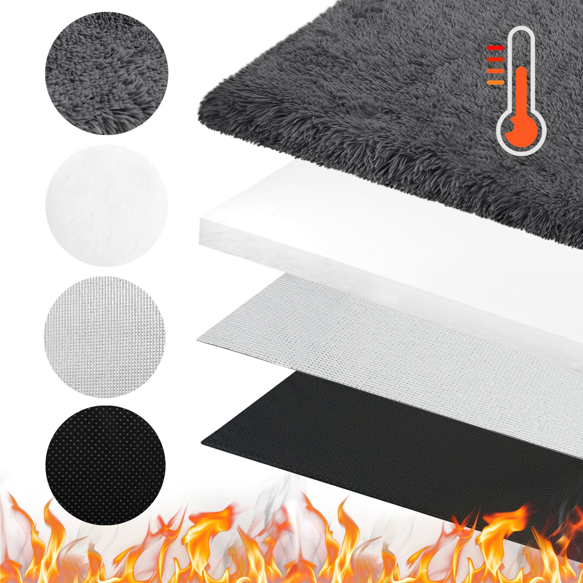 Mata termoizolacyjna dla psa i kota 70x50 cm, legowisko z antypoślizgowym spodem – szara