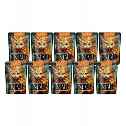 MAU Junior mokra karma dla kociąt 10x85 g bezzbożowa, pasztet i filet – kaczka z mango