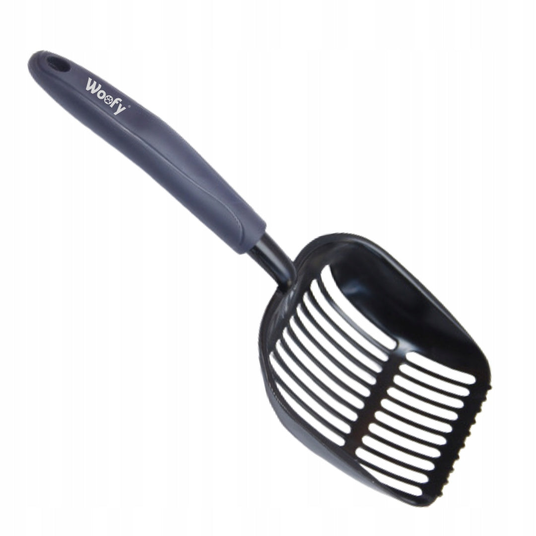 Woofy Metalowa łopatka do kuwety dla kota 35 x 14 cm, duża, do każdego żwirku – czarna
