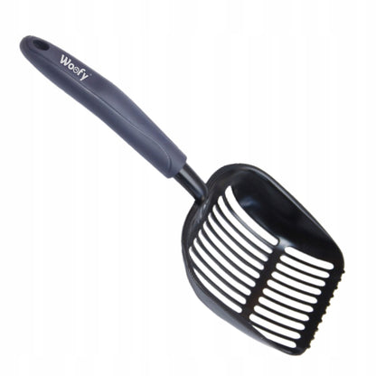 Woofy Metalowa łopatka do kuwety dla kota 35 x 14 cm, duża, do każdego żwirku – czarna