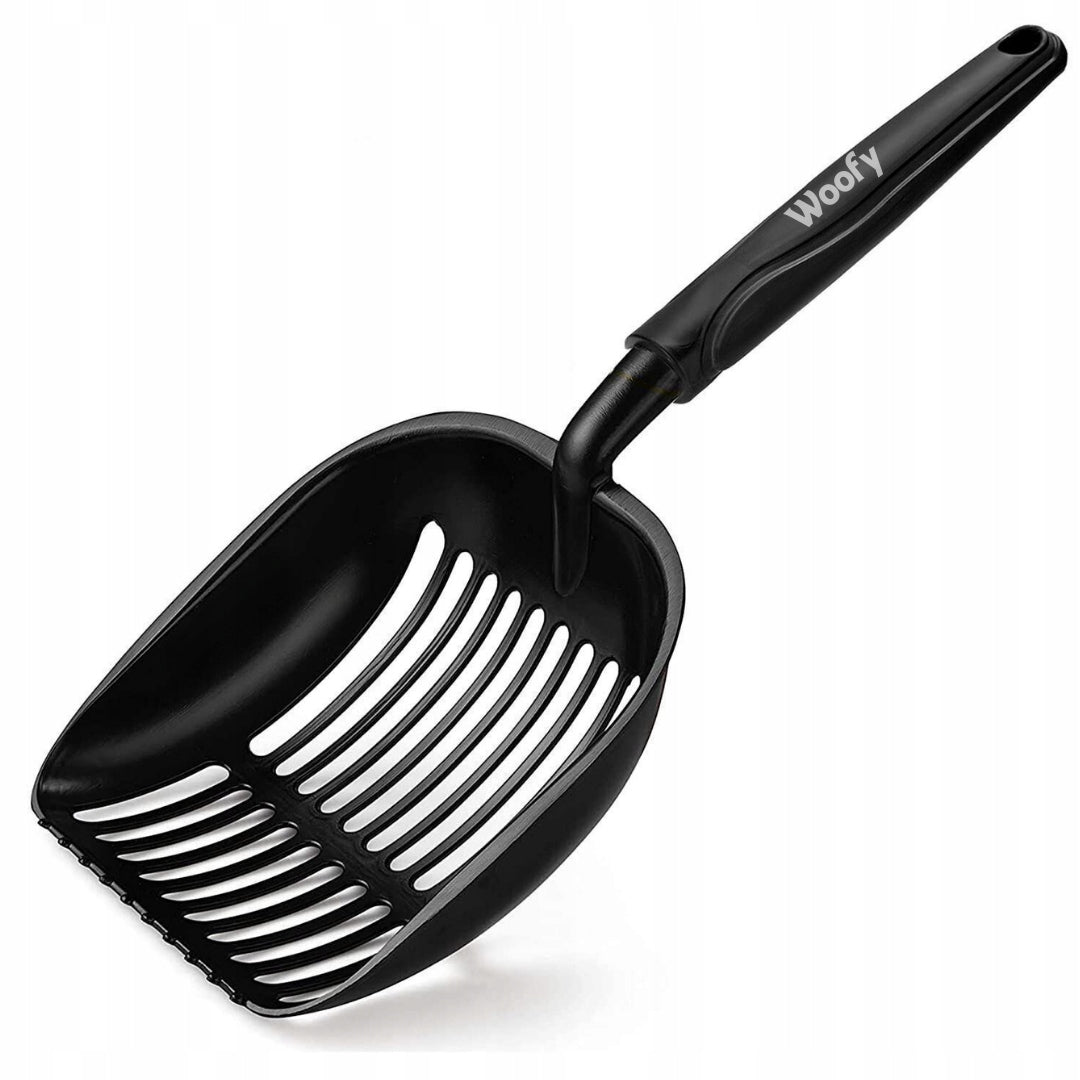 Woofy Metalowa łopatka do kuwety dla kota 35 x 14 cm, duża, do każdego żwirku – czarna