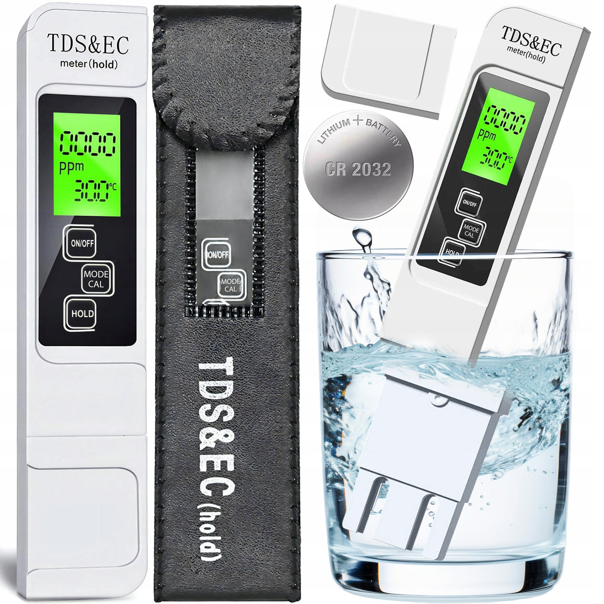 Renew Force Miernik TDS EC i temperatury wody 3w1 z ATC do akwarium i osmozy – biały