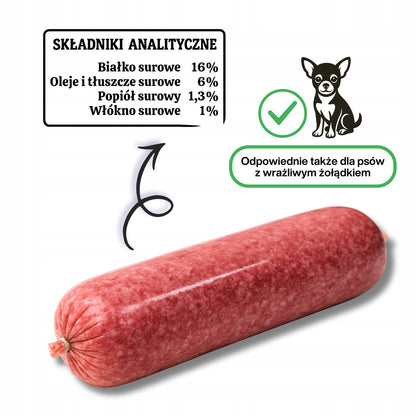Mrożone mięso wołowe dla psa BARF 10 kg – batony 10 x 1 kg, 100% wołowina