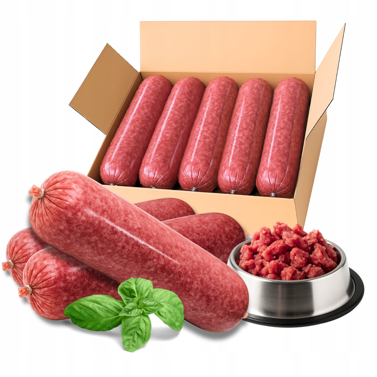 Mrożone mięso wołowe dla psa BARF 10 kg – batony 10 x 1 kg, 100% wołowina