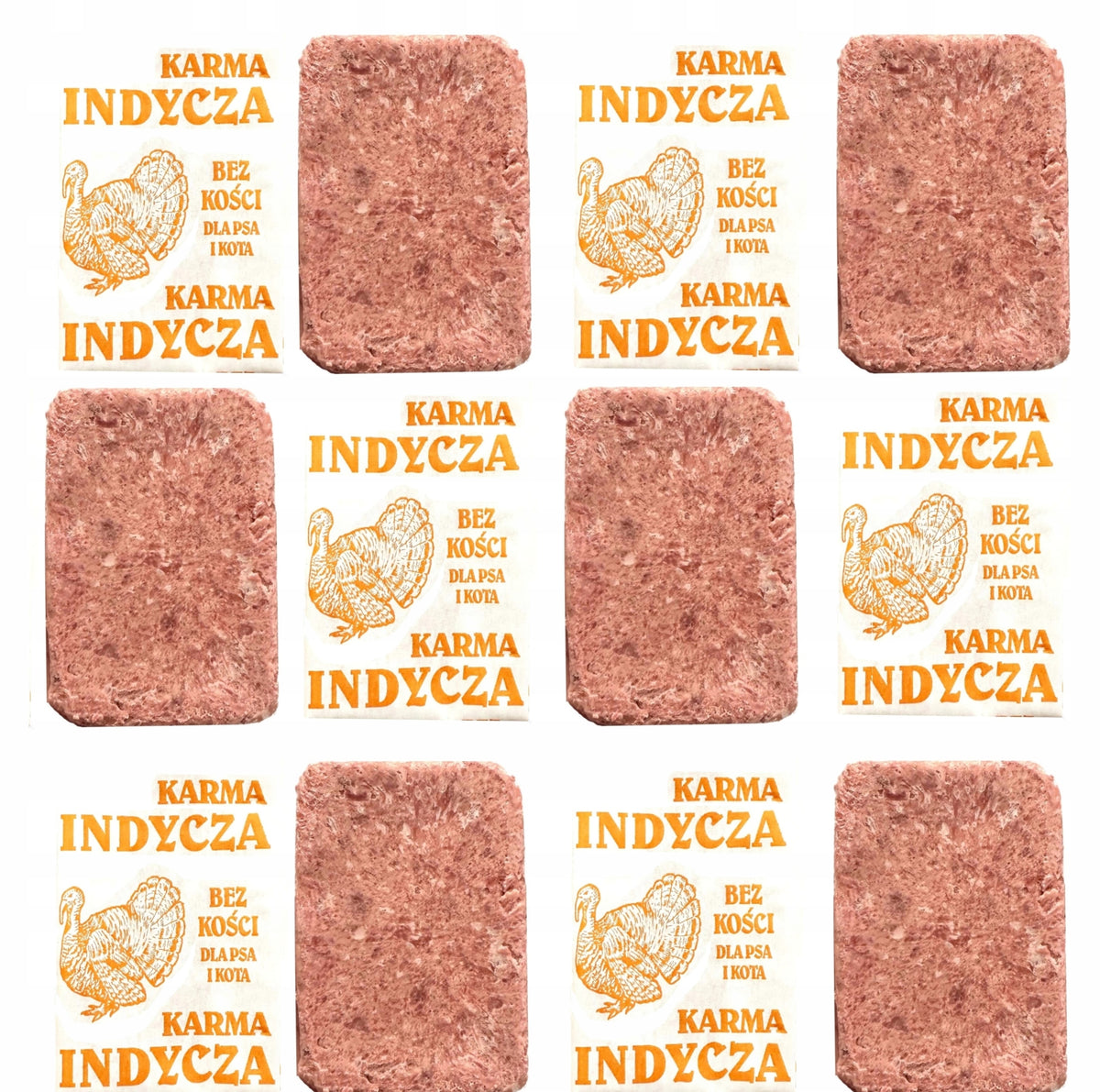 Mrożone mięso BARF dla psa z indyka bez kości 10 kg – 40 kostek po 250 g, bezzbożowe