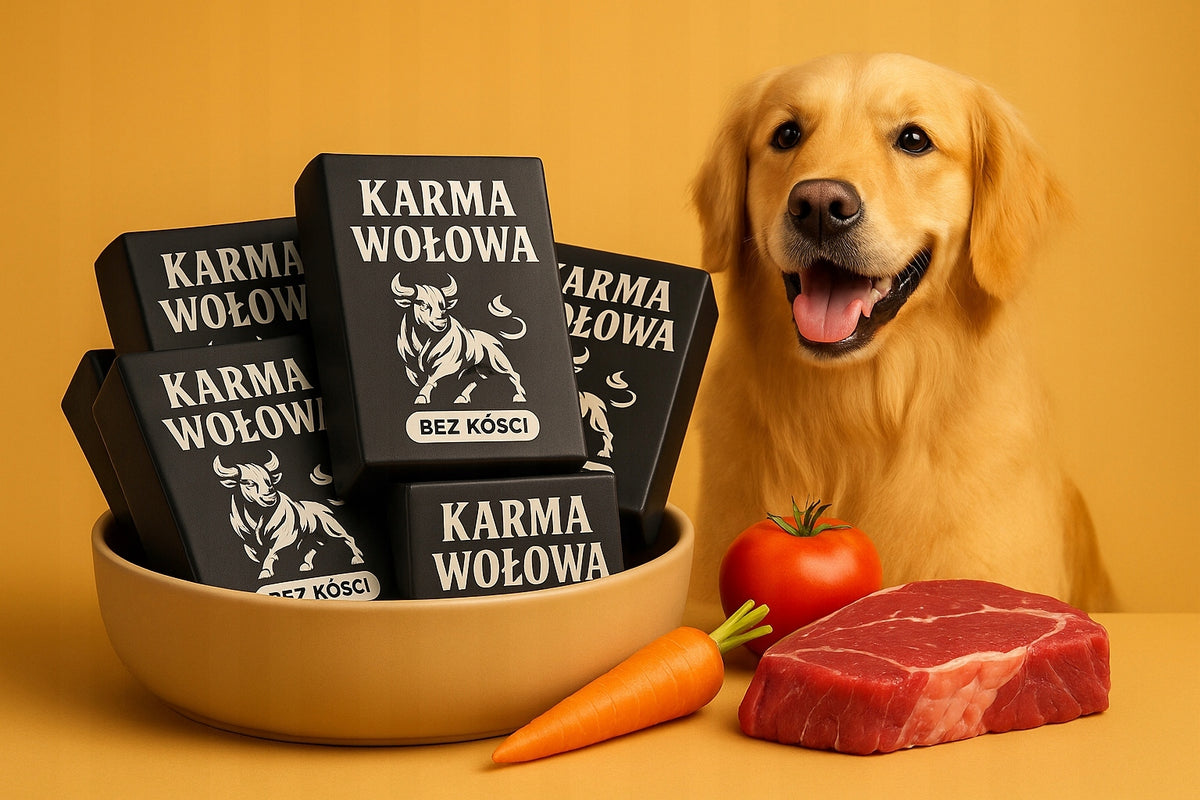 Mrożone mięso wołowe BARF dla psa bez kości 10 kg – 40 kostek po 250 g, 100% wołowina