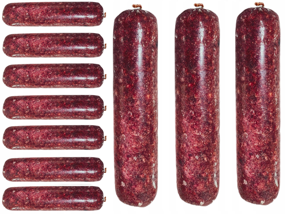 Mrożone mięso wołowe dla psa bez kości BARF – baton 100% wołowina, 10 x 1000 g, 10 kg