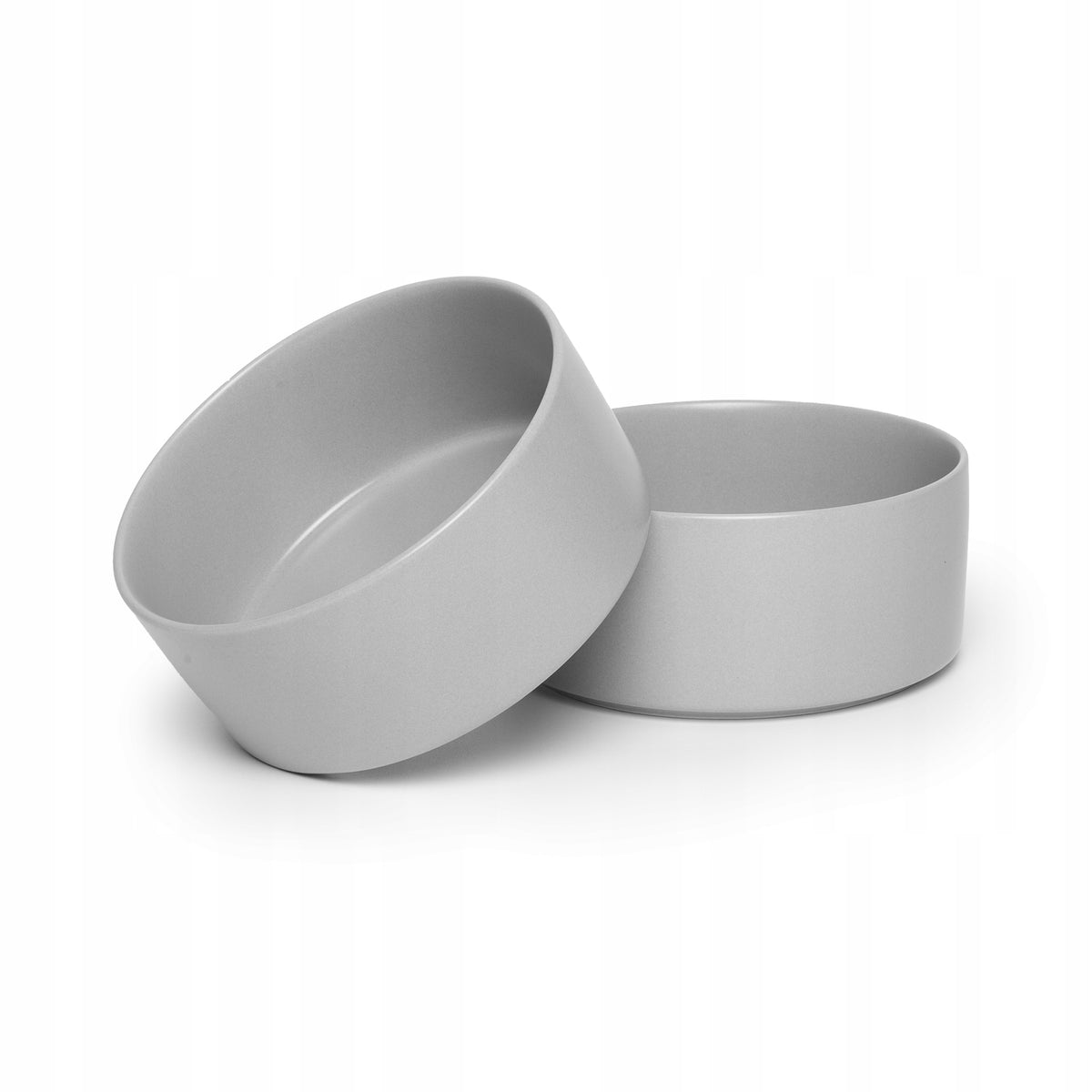 Podwójna miska ceramiczna dla psa i kota 2 x 850 ml na stojaku z bambusa – szara