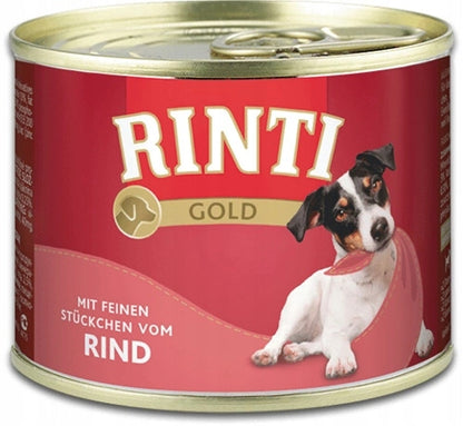 Rinti Gold mokra karma dla psa bezzbożowa 9x185 g – mix 9 smaków w puszkach