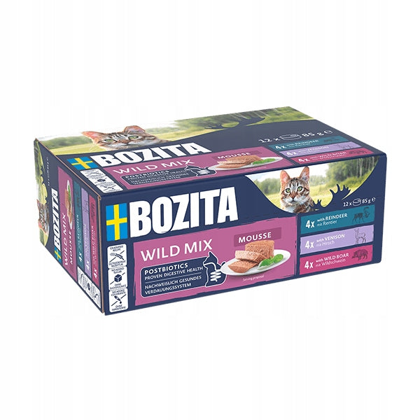 Bozita mokra karma dla kota bezzbożowa 12 x 85 g – mus z dziczyzną, renifer i dzik