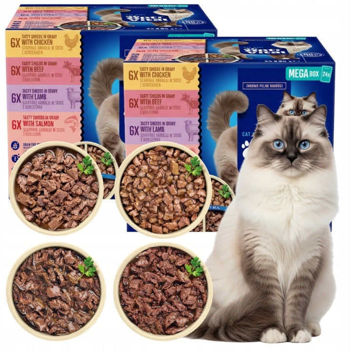 Optivital mokra karma dla kota w sosie 48 x 85 g – bezzbożowa, mix 4 smaków