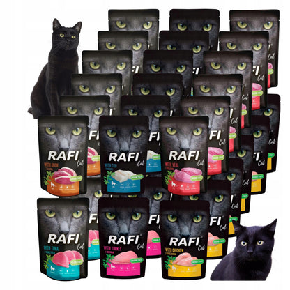 Rafi mokra karma dla kota w saszetkach 40 x 100 g – bezzbożowa, mix 6 smaków