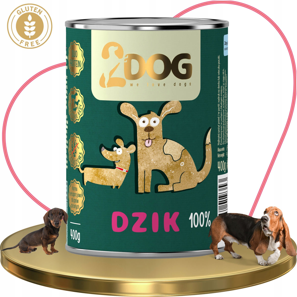 2DOG Mokra karma dla psa z dzikiem 400 g – monoproteinowa, bezzbożowa, hipoalergiczna