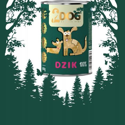 2DOG Mokra karma dla psa z dzikiem 400 g – monoproteinowa, bezzbożowa, hipoalergiczna