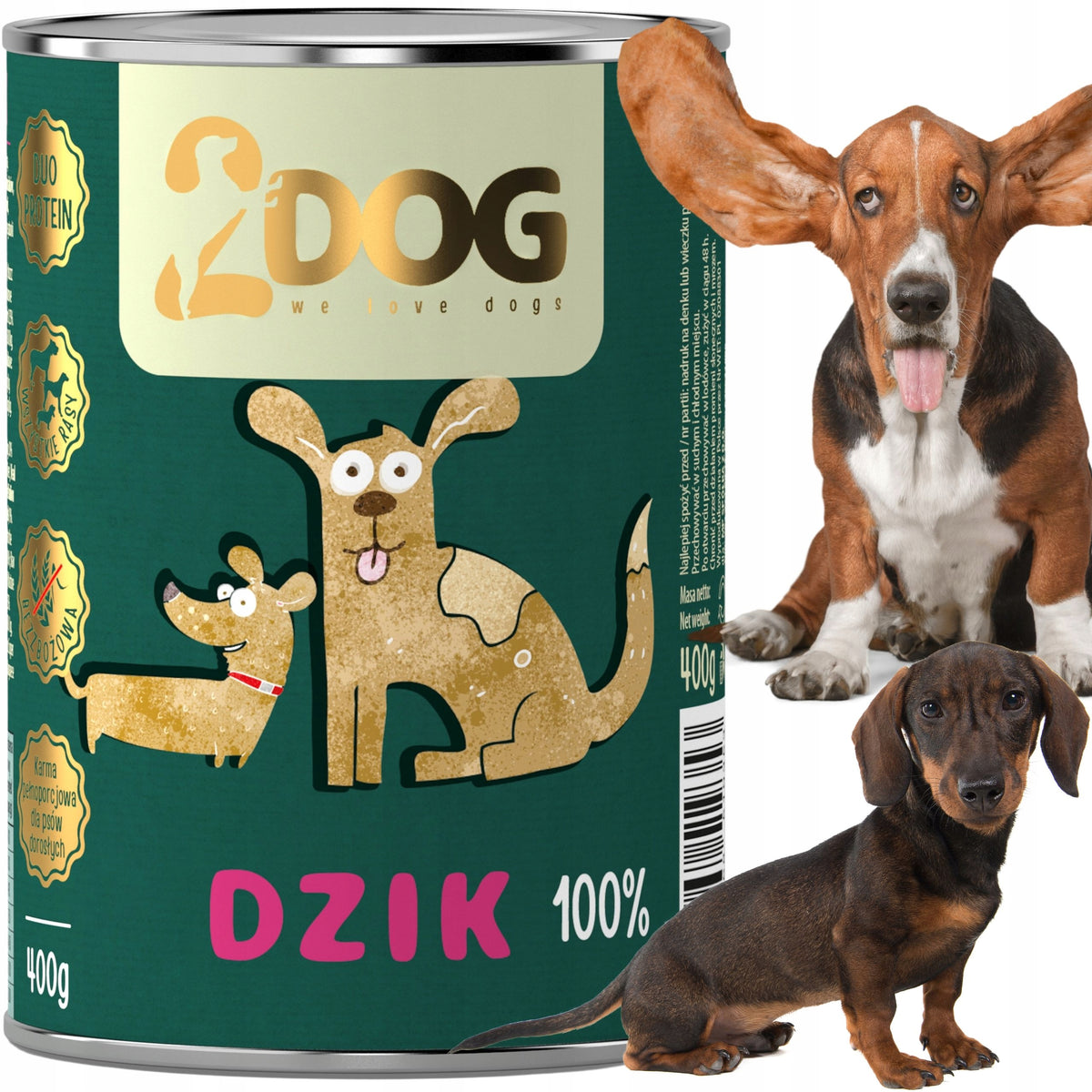 2DOG Mokra karma dla psa z dzikiem 400 g – monoproteinowa, bezzbożowa, hipoalergiczna