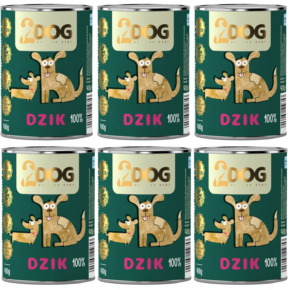2DOG Mokra karma dla psa z dzikiem 400 g – monoproteinowa, bezzbożowa, hipoalergiczna