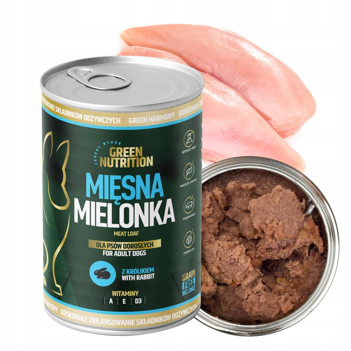 Green Nutrition mokra karma dla psa bezzbożowa 24 x 400 g, 65% mięsa – mix smaków