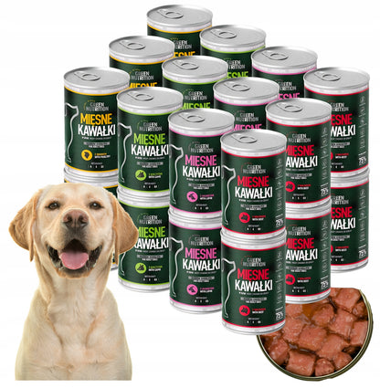Green Nutrition mokra karma dla psa 24 x 415 g – 75% mięsa w kawałkach, mix smaków
