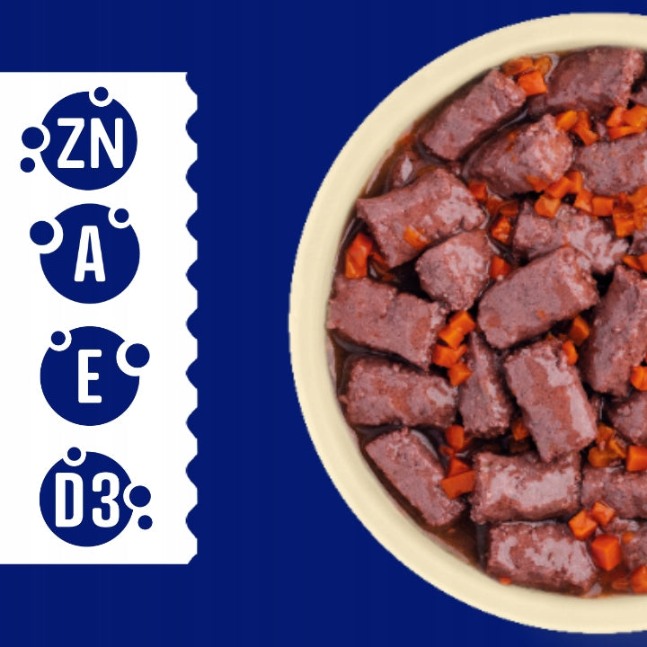 Optivital mokra karma dla psa z cielęciną i sercami w sosie, bez zbóż – 6 x 1250 g