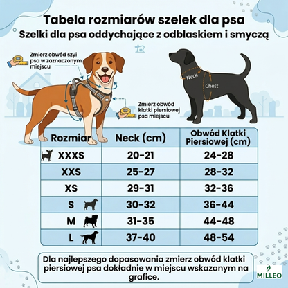 Szelki miękkie oddychające z odblaskiem i smyczą dla psa