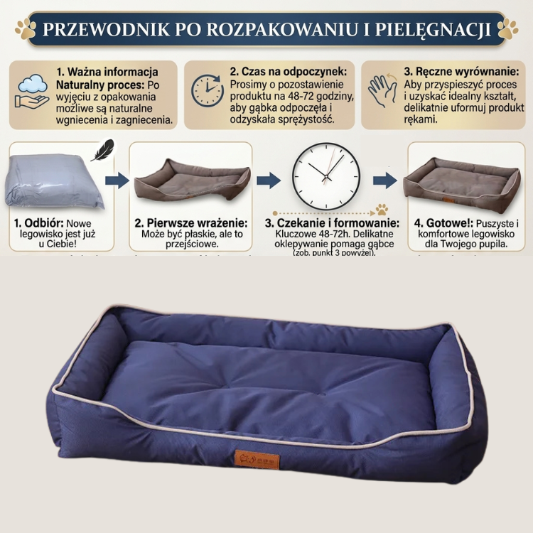 Legowisko miękkie i wodoodporne kwadratowe dla psa duże
