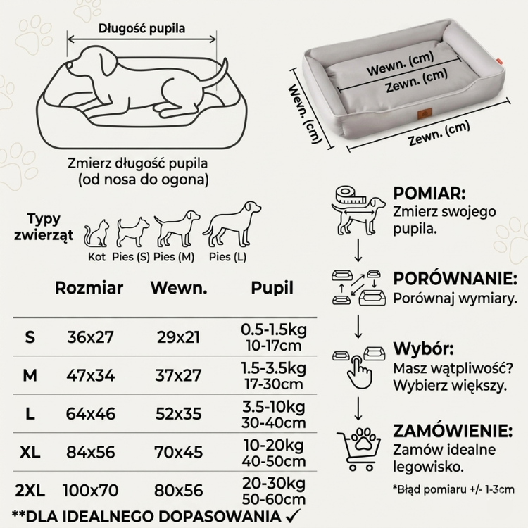 Legowisko miękkie i wodoodporne kwadratowe dla psa duże