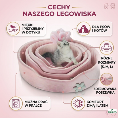 Legowisko z pokrowcem zdejmowanym dla psa i kota miękkie pluszowe ciepłe do prania
