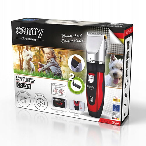 Camry maszynka do strzyżenia psów bezprzewodowa CR 2821 – 2 baterie, ładowanie USB, zestaw